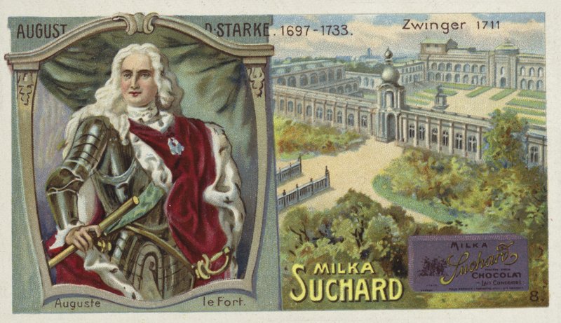 Augustus II den Starke, kung av Polen, och Zwingerpalatset, Dresden av European School