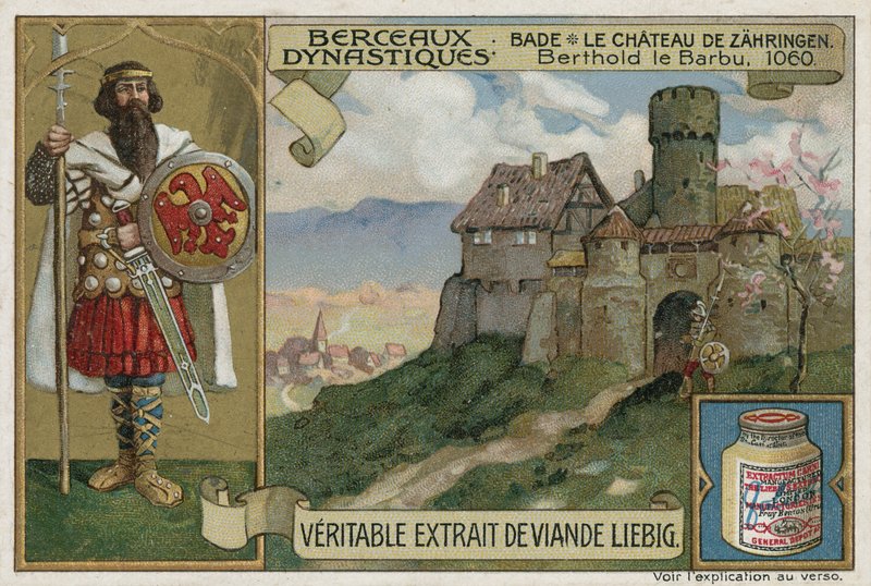 Baden; Zaehringen slott och Berthold II, hertig av Kärnten, 1060 av European School