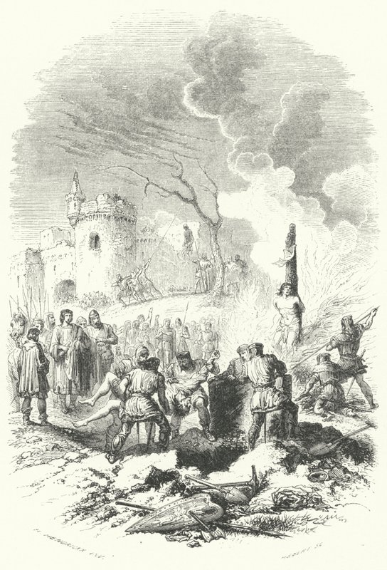 Baldwin V, greve av Hainaut, återställer ordningen i sin fars land (gravyr) av European School