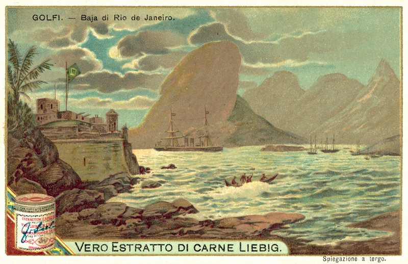 Bay of Rio de Janeiro, Brasilien (chromolitho) av European School