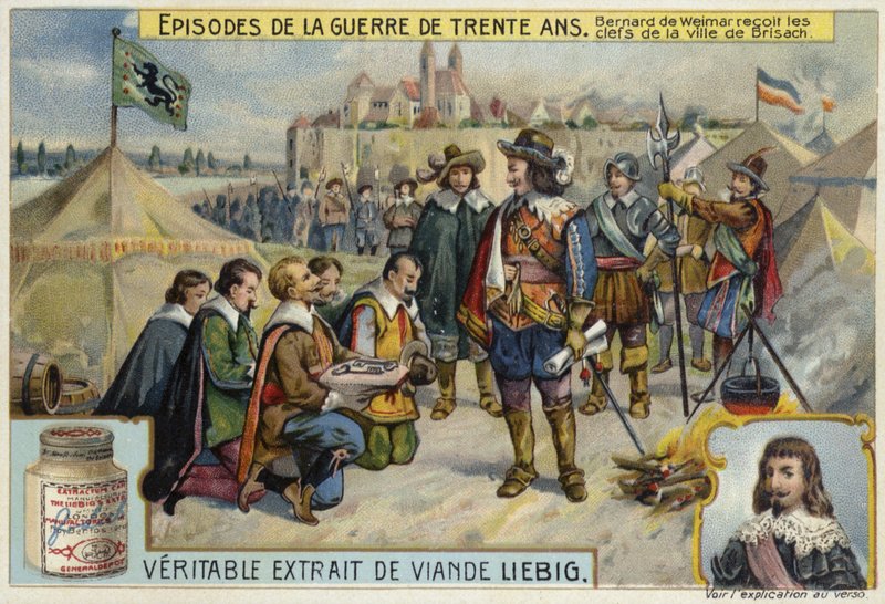 Bernard av Saxe-Weimar tar emot nycklarna till staden Breisach, 1638 av European School