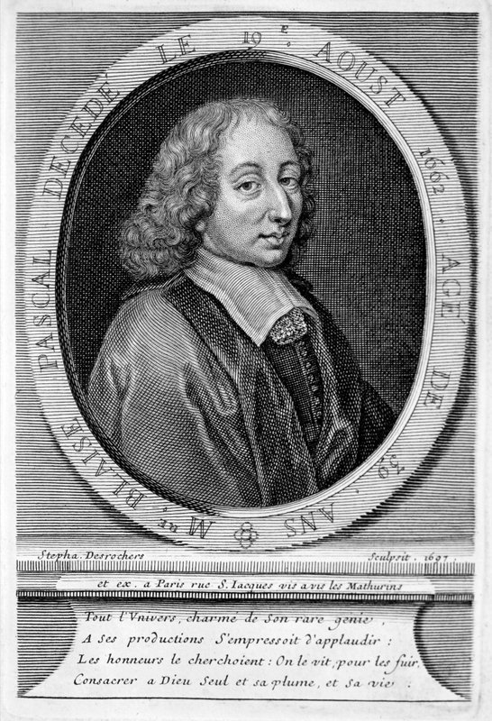 Blaise Pascal, fransk matematiker och fysiker (gravyr) av European School