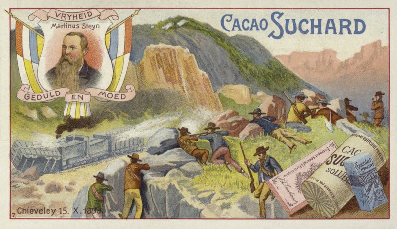 Boers attackerar ett brittiskt pansartåg, Chieveley, Sydafrika, Boerkriget, 15 oktober 1899 av European School