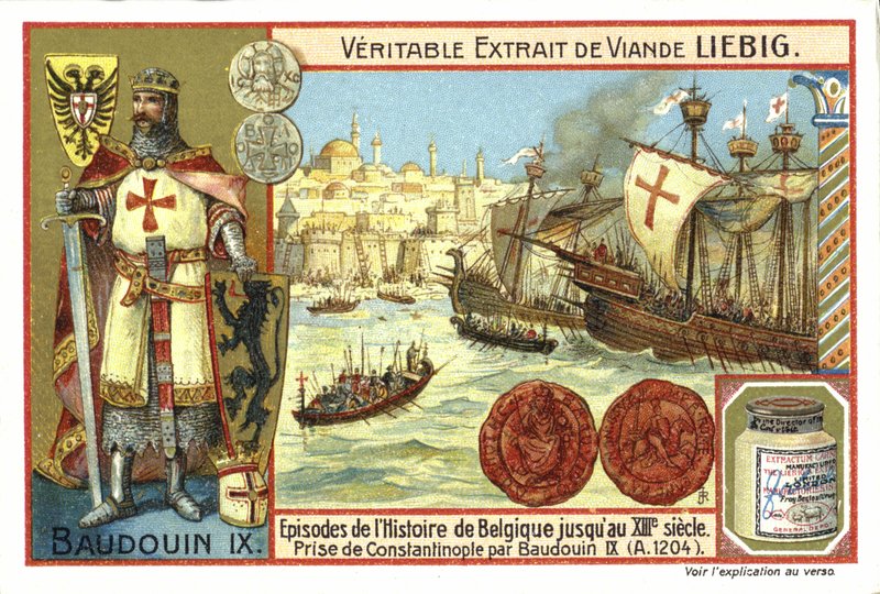 Erövring av Konstantinopel av Baldwin IX, greve av Flandern, 1204 av European School