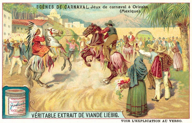 Karnevalsspel i Orizaba, Mexiko (chromolitho) av European School