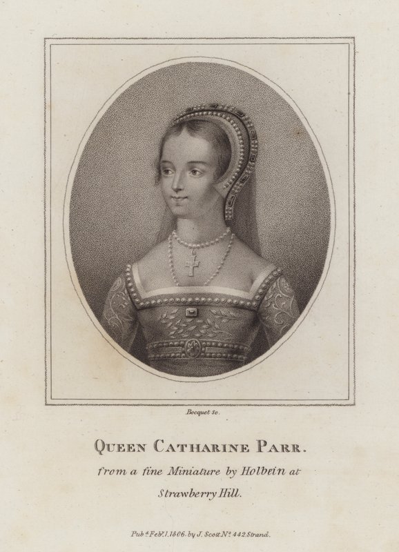 Catherine Parr, sjätte fru till kung Henry VIII (gravyr) av European School