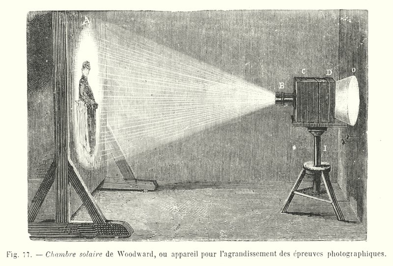 Woodwards solkammare, eller apparat för att förstora fotografiska utskrifter (gravyr) av European School