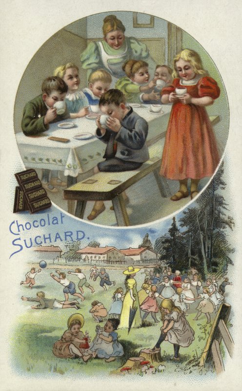 Barn som njuter av Suchard-choklad på en plantskola av European School