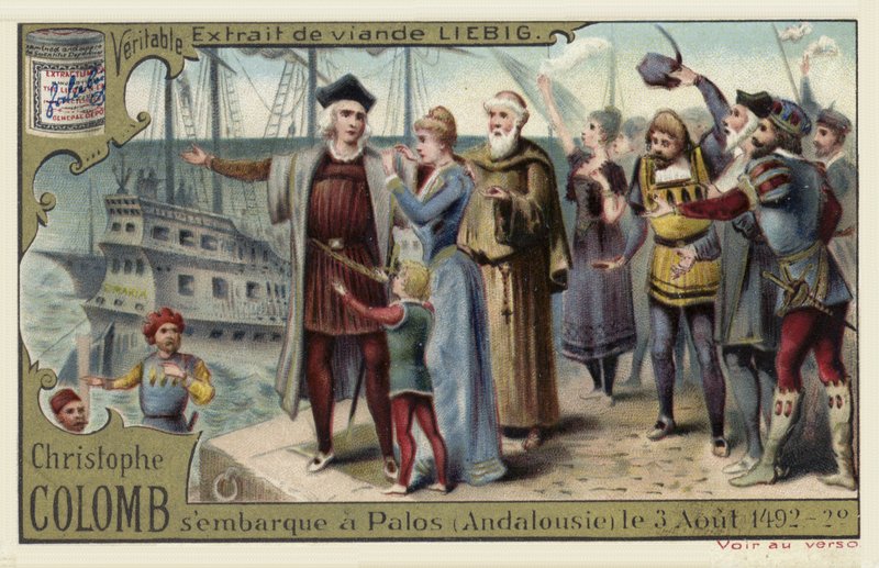 Christopher Columbus ger sig ut på sin resa till den nya världen, Palos, Spanien, 3 augusti 1492 av European School