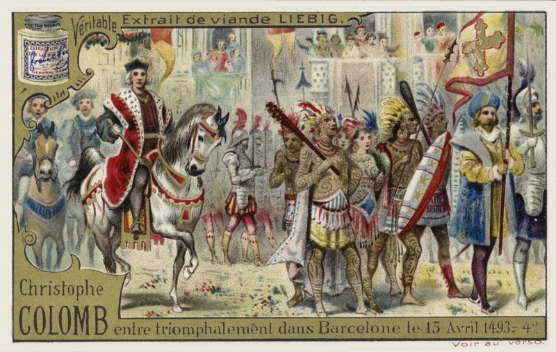 Christopher Columbus går in i Barcelona i triumf, 15 april 1493 av European School