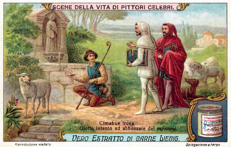 Cimabue hittade Giotto som intensivt ritade får (chromolitho) av European School