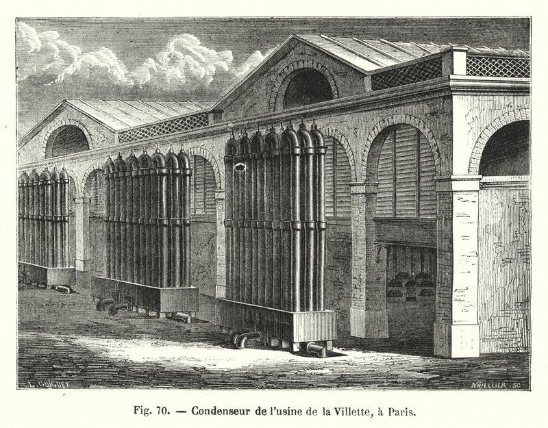 Kondensor från Villette-fabriken, i Paris (gravyr) av European School