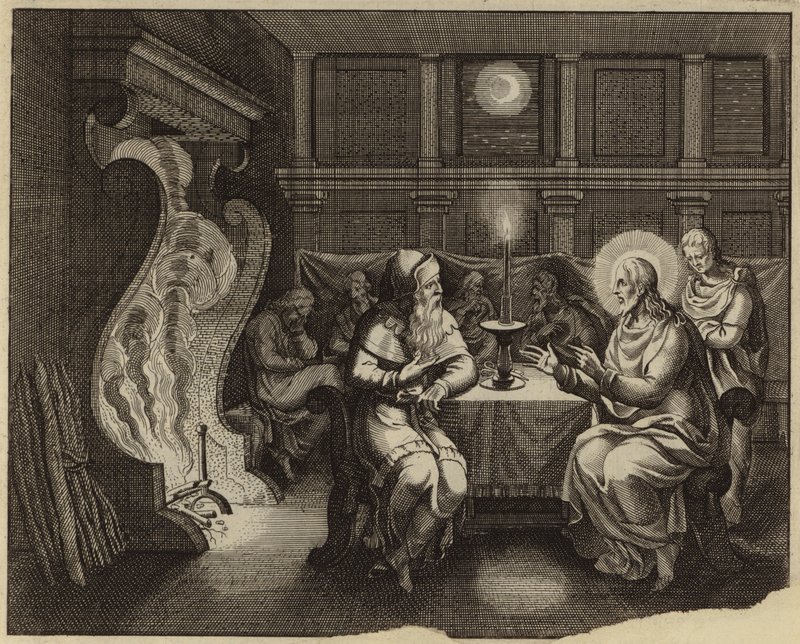 Samtal om Jesus Kristus och Nikodemus (gravyr) av European School