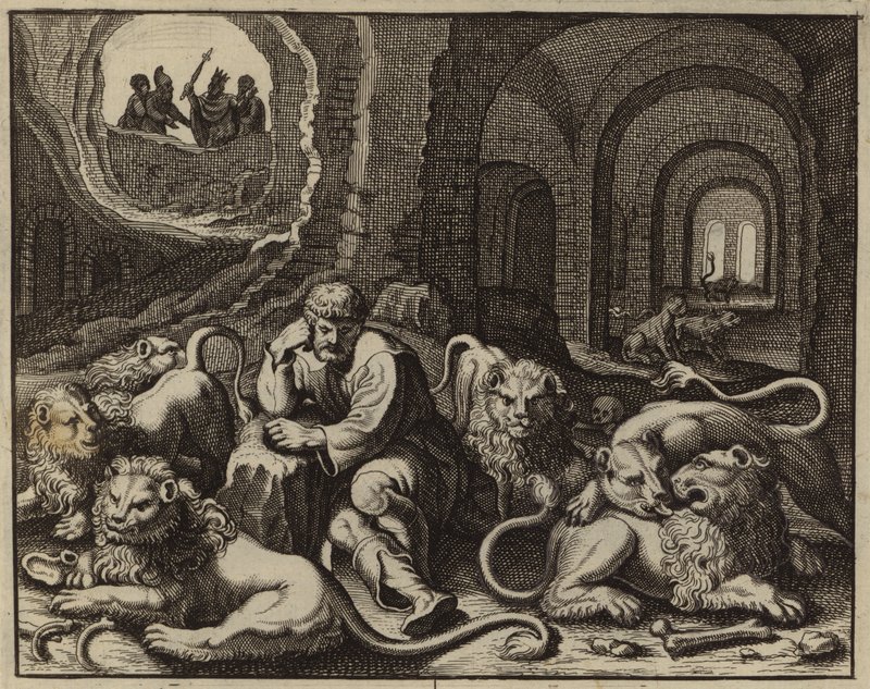 Daniel i lejonhålan (gravyr) av European School