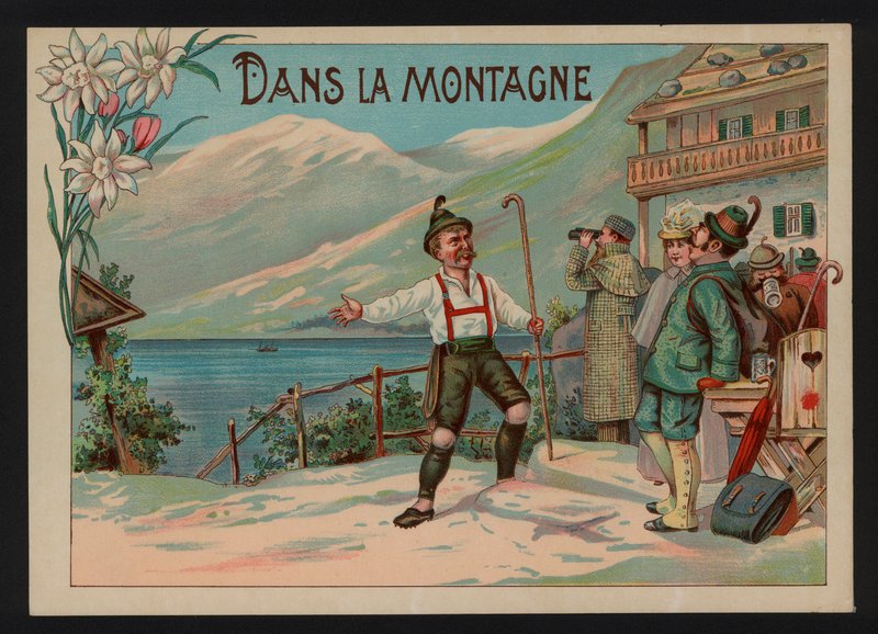 In The Mountain (färg litho) av European School