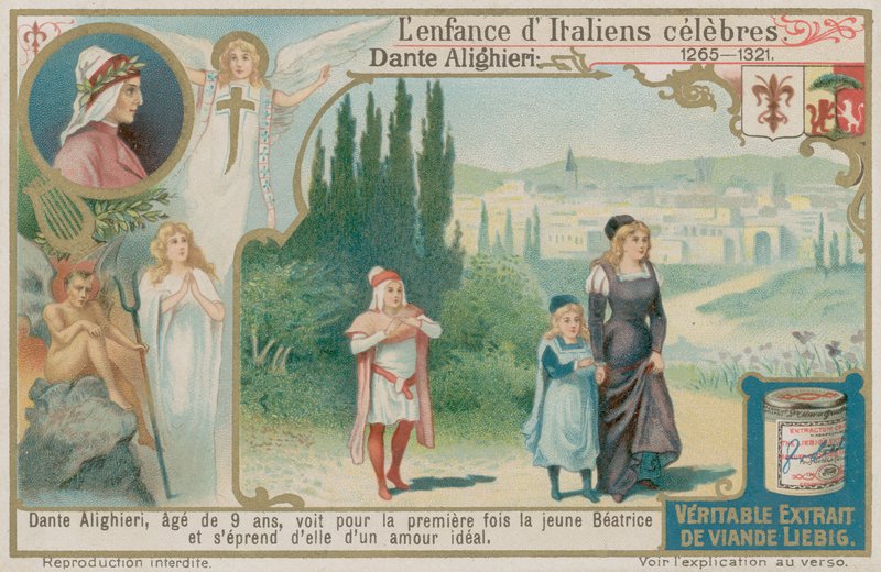 Dante Alighieri träffar Beatrice för första gången vid nio års ålder av European School