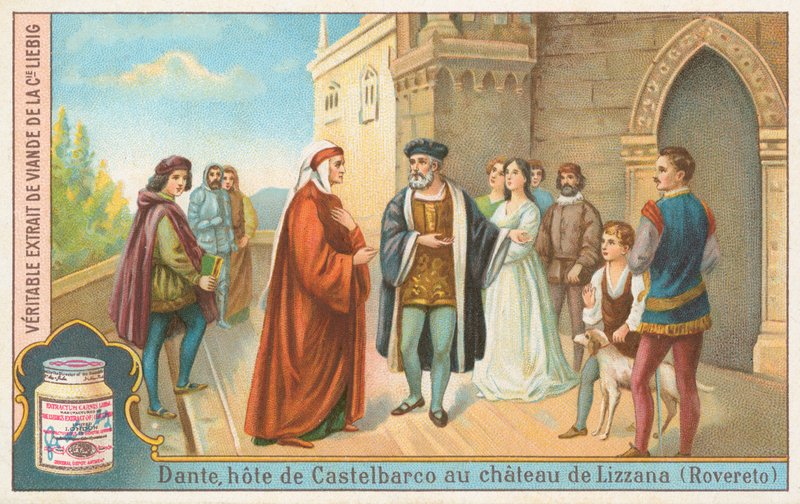 Dante, Liebig-kort, början av 1900-talet (chromo) av European School