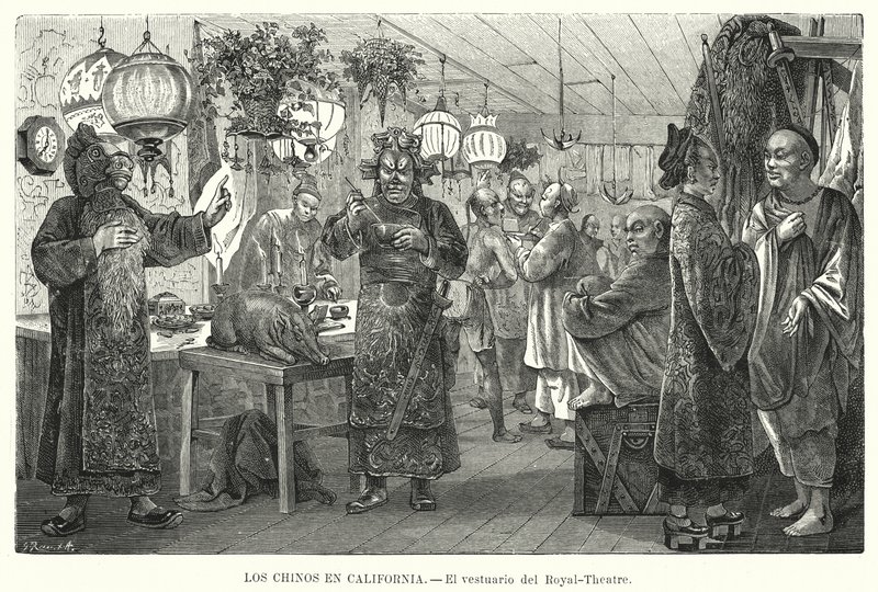 Omklädningsrum på Royal China Theatre, San Francisco, Kalifornien, USA (litho) av European School