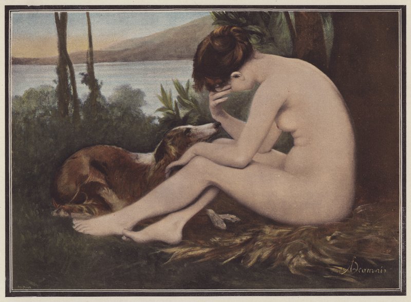 Echo, sörjer hennes avslag av Narcissus (färg litho) av European School