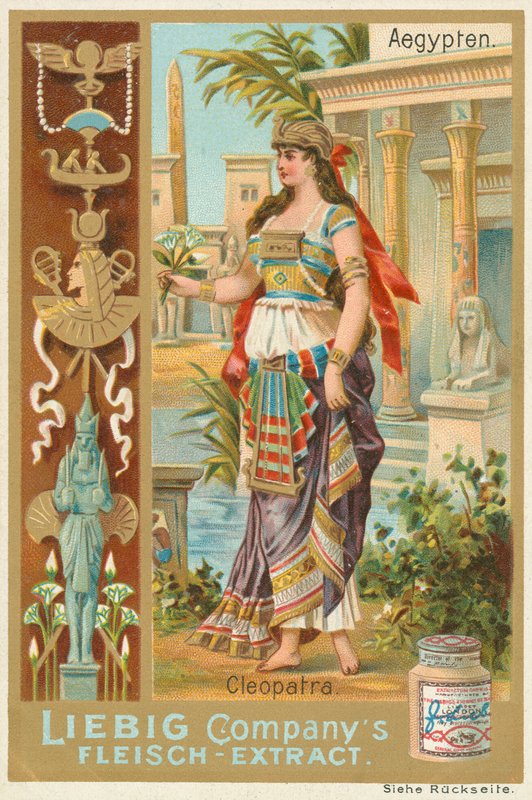 Egypten, Kleopatra, Liebigkort, tidigt 1900-tal (chromo) av European School