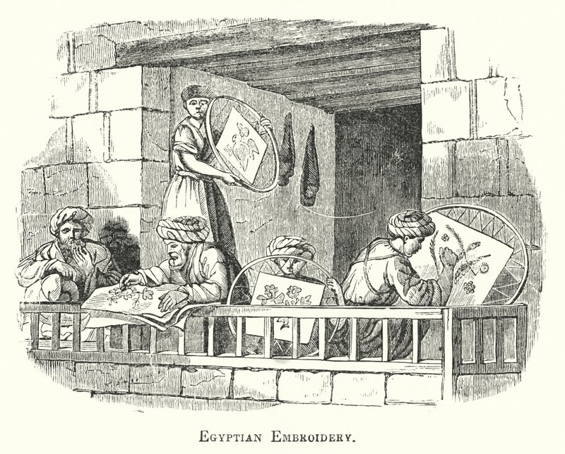 Egyptiska broderier (gravyr) av European School