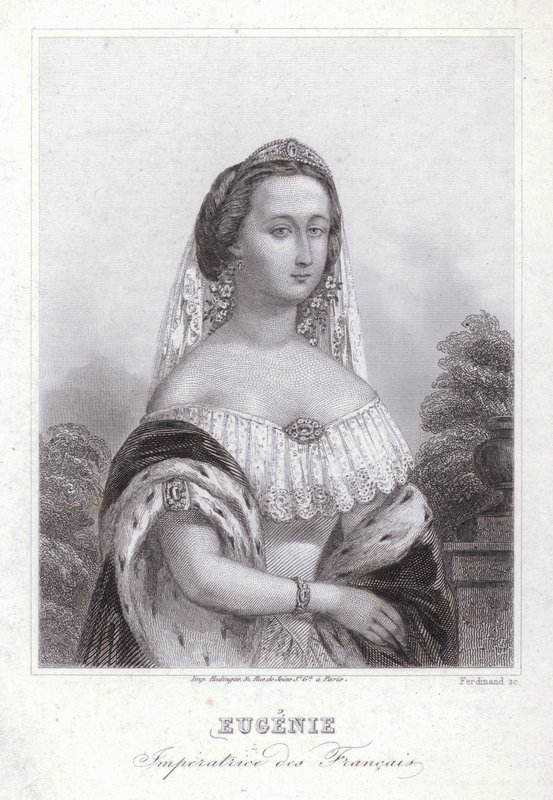 Kejsarinnan Eugenie, gemål till Napoleon I av Frankrike (gravyr) av European School