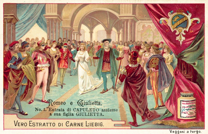 Lord Capulets och hans dotter Juliets inträde till balen (chromolitho) av European School