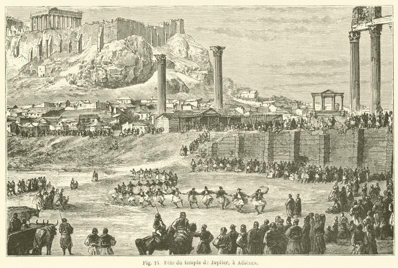 Fete du temple de Jupiter, en Aten (gravyr) av European School