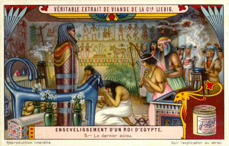 En död egyptisk farao tar ett sista farväl i sin grav (kromolit) av European School