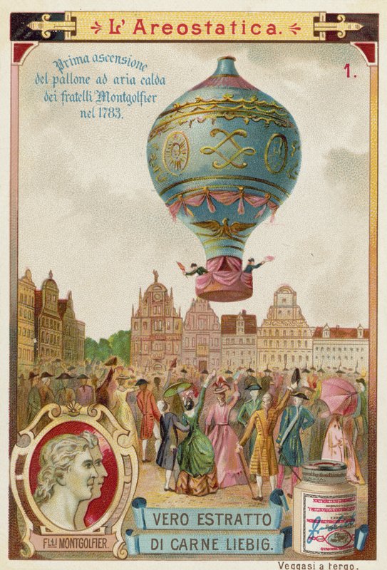 Första obundna flygningen av Montgolfier Brothers luftballong, 1783 av European School