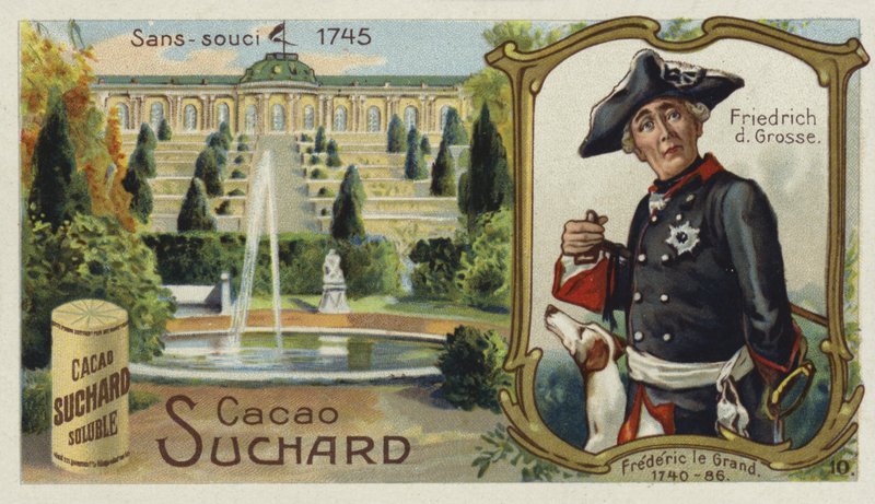Fredrik den store, kung av Preussen, och slottet Sanssouci, Potsdam av European School