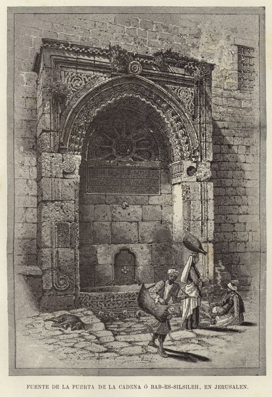 Fontän för kedjans port eller Bab-Es-Silsileh, i Jerusalem av European School