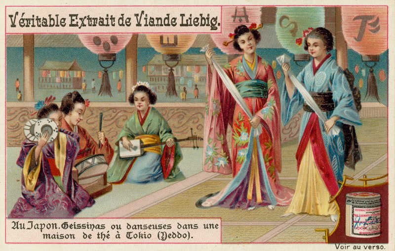 Geishor dansar på ett tehus i Tokyo av European School