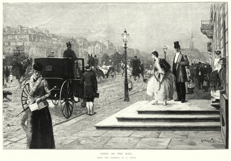 Going to the Ball, målning av G Marx (litho) av European School