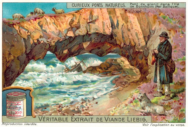 Granitbro på ön Bornholm i Östersjön (chromolitho) av European School