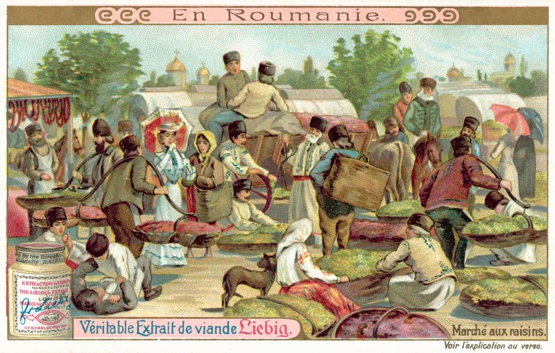 Druvmarknad, Rumänien (chromolitho) av European School
