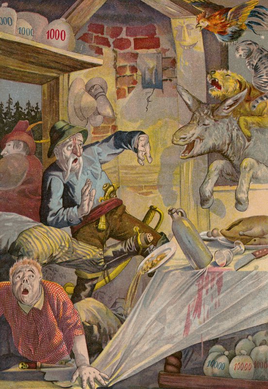 Grimms sagor: Musikerna från Bremen (chromolitho) av European School