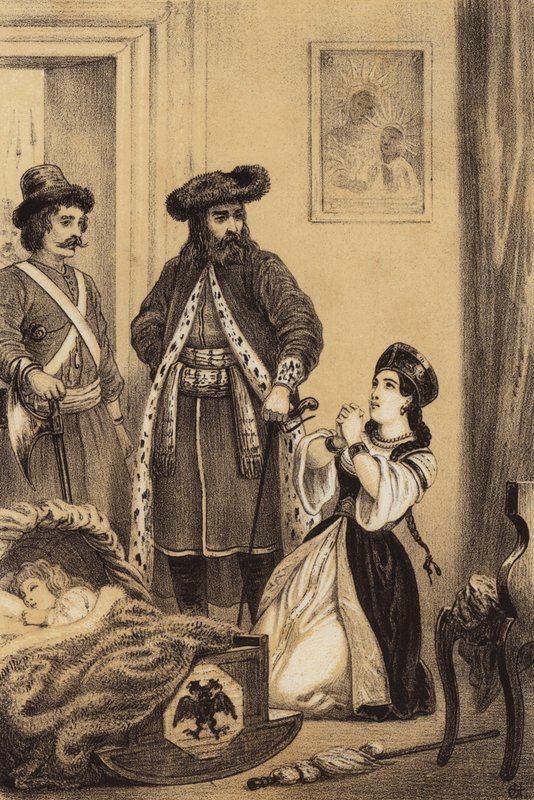 Vakter som väntar på att spädbarnet tsar Ivan VI av Ryssland ska vakna av European School