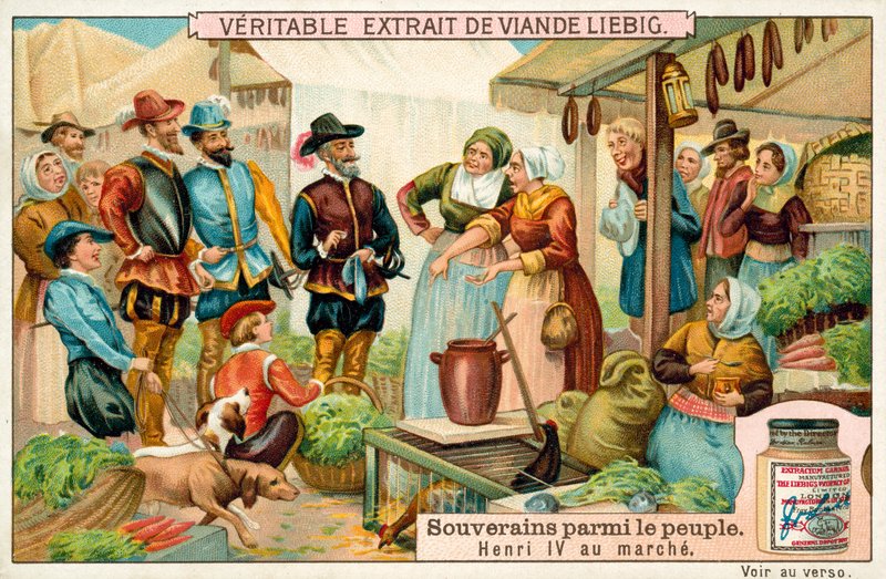 Henrik IV av Frankrike på en marknad (chromolitho) av European School