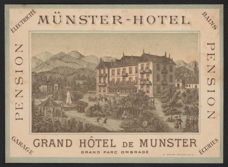 Hotel Trade Card (färgad gravyr) av European School