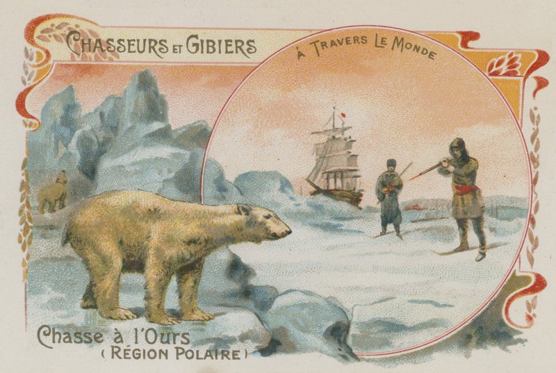 Jakt på isbjörnar (chromolitho) av European School