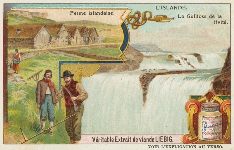 Isländsk gård och Gullfoss (Golden Falls) på Hvita av European School