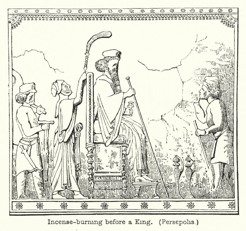 Rökelsebränning inför en kung, Persepolis (gravyr) av European School