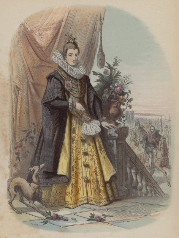 Isabella Clara Eugenia, suverän över de spanska Nederländerna (färgad gravyr) av European School