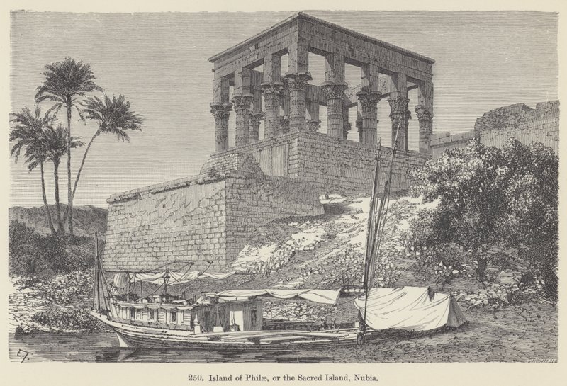 Island of Philae, eller den heliga ön, Nubia (gravyr) av European School
