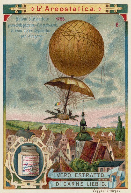 Jean-Pierre Blanchard gör den första nedstigningen från en ballong med fallskärm, 1785 av European School