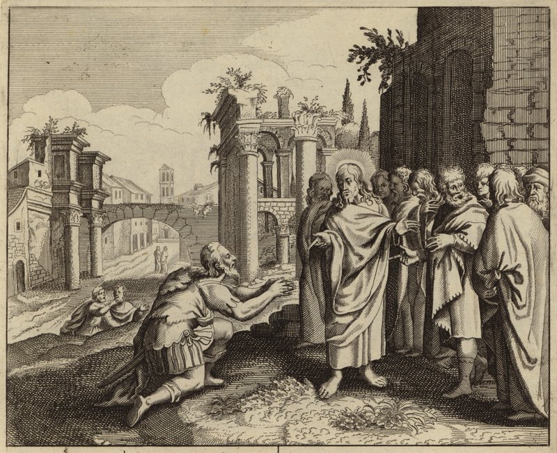 Jesus Kristus botar en tjänstemans son (Johannes 4) (gravyr) av European School