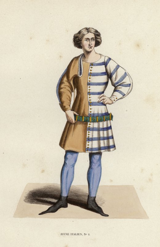 Ung italiensk (färgad gravyr) av European School