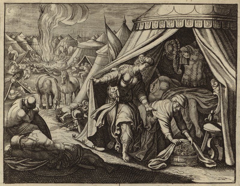 Judith med Holofernes avhuggna huvud (gravyr) av European School