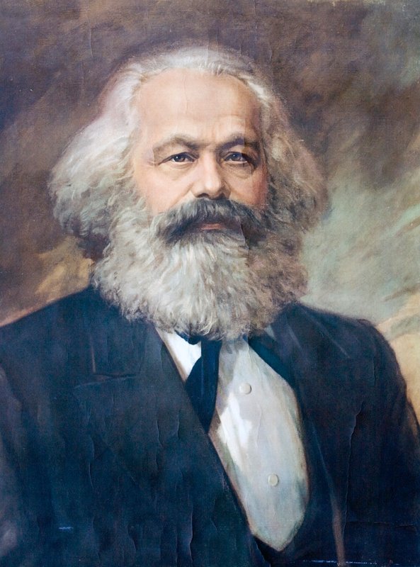 Karl Marx, tysk filosof, ekonom, politisk teoretiker och socialistrevolutionär (färglitografi) av European School